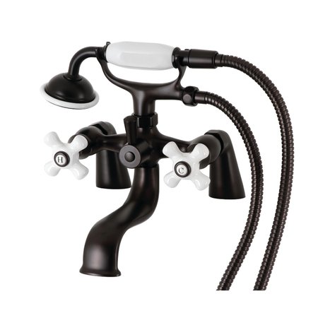 KINGSTON BRASS Deck Mount Clawfoot Tub Faucet with Hand Shower, Oil Rubbed Bronze KS227PXORB